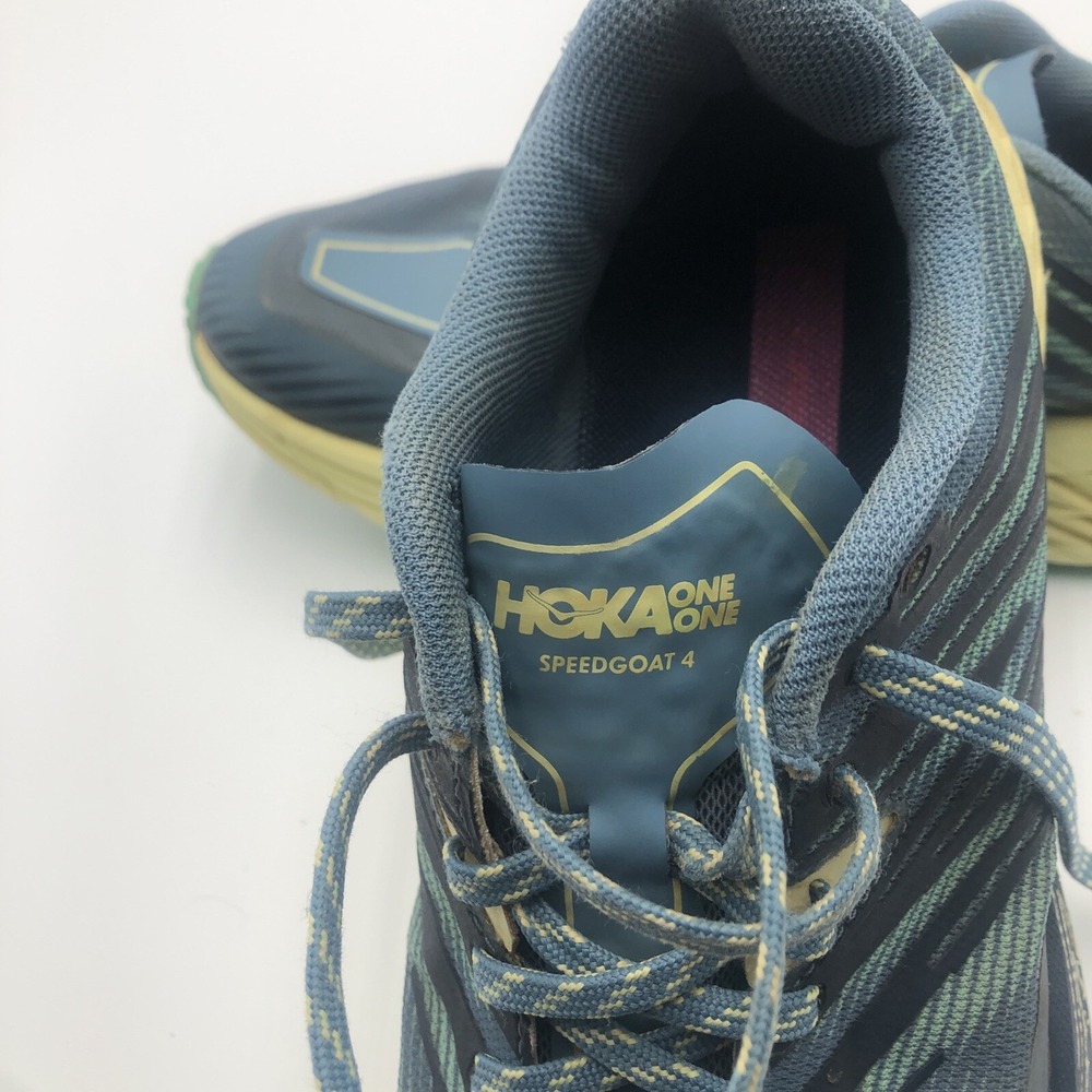 Hoka One Womens Running Shoes W Speedgoat 4 Size 9B Joggers Blue Yellow Vibram - Picture 9 of 16